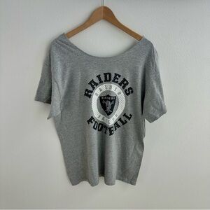 Raiders NFL Gray Off the Shoulder T-shirt